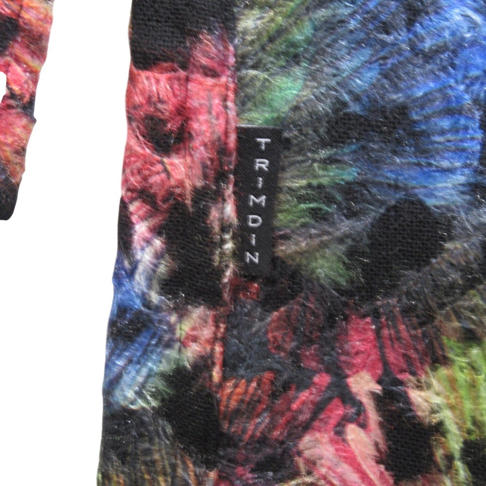 Trimdin Reversible Fuzzy Jacket Med Colorful Abstract Artsy Button Front - Picture 15 of 16